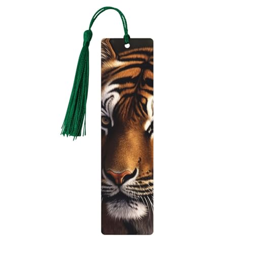 Bengalischer Tiger Lesezeichen Ornament, Holz-Lesezeichen mit Quaste, Lesezeichen für Buchliebhaber, Seitenmarkierungen, Lesegeschenke für Frauen und Männer, handgefertigtes Holz-Lesezeichen-Etikett von BWLHJKE