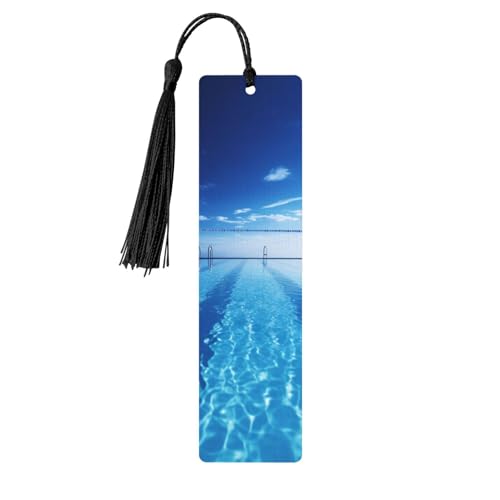 Blaues Schwimmbad-Lesezeichen Ornament, Holz-Lesezeichen mit Quaste, Lesezeichen für Buchliebhaber, Seitenmarkierungen, Lesegeschenke für Frauen und Männer, handgefertigtes Holz-Lesezeichen-Etikett von BWLHJKE