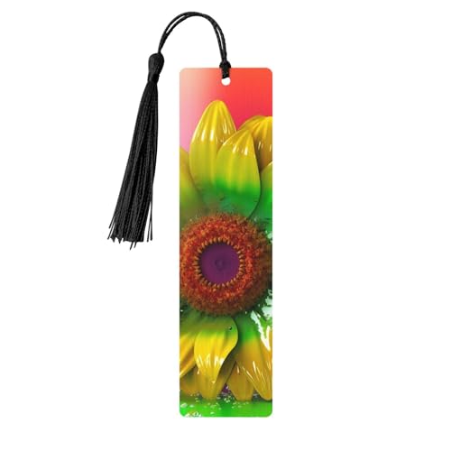 Bunte 3D-Lesezeichen mit Sonnenblume, Holz-Lesezeichen mit Quaste, Lesezeichen für Buchliebhaber, Seitenmarkierungen, Lesegeschenke für Damen und Herren, handgefertigtes Holz-Lesezeichen, Etikett von BWLHJKE