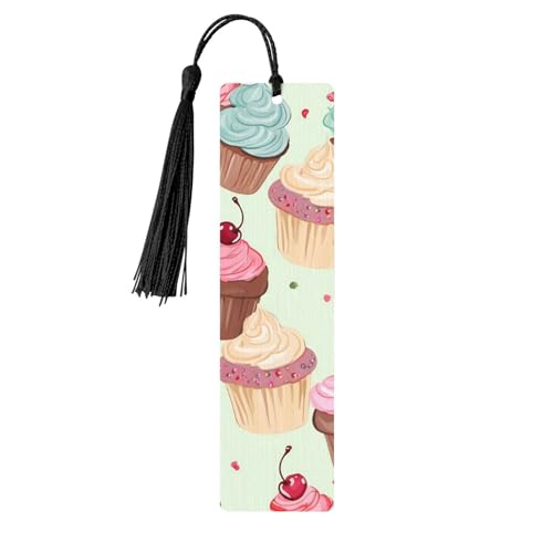 Cupcake-Lesezeichen-Ornament, Holz-Lesezeichen mit Quaste, Lesezeichen für Buchliebhaber, Seitenmarkierungen, Lesegeschenke für Frauen und Männer, handgefertigtes Holz-Lesezeichen-Etikett von BWLHJKE