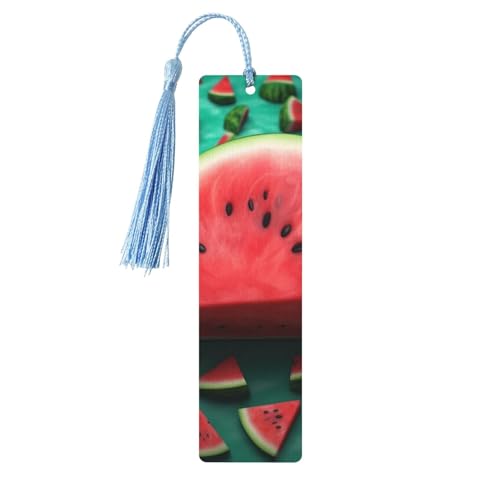 Dream Watermelon Lesezeichen Ornament, Holz-Lesezeichen mit Quaste, Lesezeichen für Buchliebhaber, Seitenmarkierungen, Lesegeschenke für Frauen und Männer, handgefertigtes Holz-Lesezeichen, Etikett von BWLHJKE
