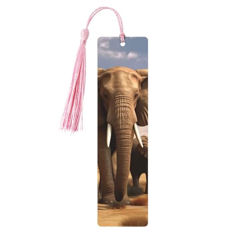Elefantenfamilie Lesezeichen Ornament, Holz-Lesezeichen mit Quaste, Lesezeichen für Buchliebhaber, Seitenmarkierungen, Lesegeschenke für Frauen und Männer, handgefertigtes Holz-Lesezeichen-Etikett von BWLHJKE