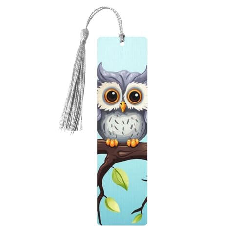Eulen auf einem Ast Lesezeichen Ornament, Holz-Lesezeichen mit Quaste, Lesezeichen für Buchliebhaber, Seitenmarkierungen, Lesegeschenke für Frauen und Männer, handgefertigtes Holz-Lesezeichen-Etikett von BWLHJKE