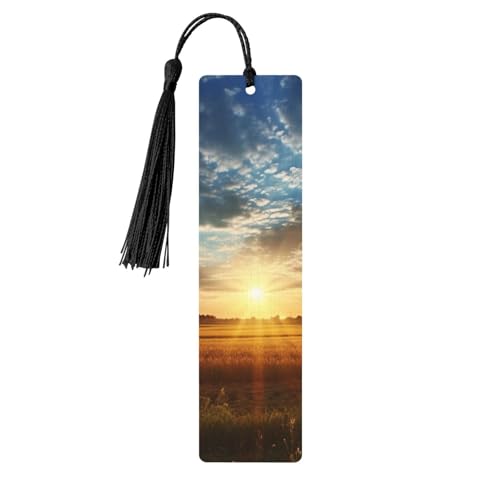 Feld-Sonnenaufgang-Lesezeichen Ornament, Holz-Lesezeichen mit Quaste, Lesezeichen für Buchliebhaber, Seitenmarkierungen, Lesegeschenke für Frauen und Männer, handgefertigtes Holz-Lesezeichen-Etikett Feld-Sonnenaufgang-Lesezeichen Ornament, Holz-Lesezeichen mit Quaste, Lesezeichen für Buchliebhaber, Seitenmarkierungen, Lesegeschenke für Frauen und Männer, handgefertigtes Holz-Lesezeichen-Etikett von BWLHJKE