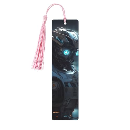 Future Robot Lesezeichen Ornament, Holz-Lesezeichen mit Quaste, Lesezeichen für Buchliebhaber, Seitenmarkierungen, Lesegeschenke für Frauen und Männer, handgefertigtes Holz-Lesezeichen-Etikett von BWLHJKE