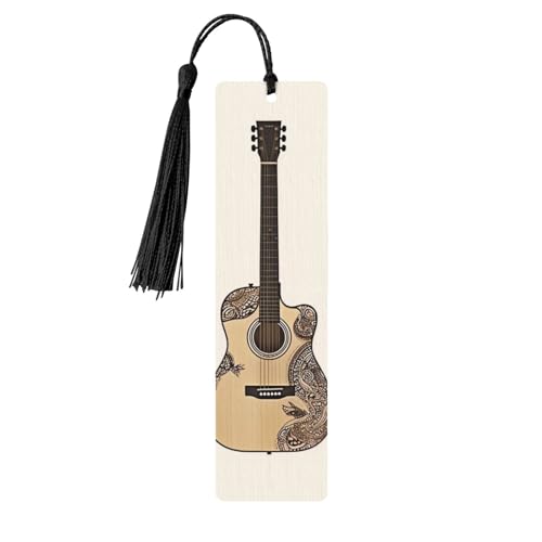 Gitarren-Lesezeichen Ornament, Holz-Lesezeichen mit Quaste, Lesezeichen für Buchliebhaber, Seitenmarkierungen, Lesegeschenke für Frauen und Männer, handgefertigtes Holz-Lesezeichen-Etikett von BWLHJKE