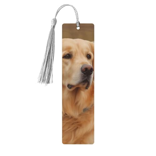 Golden Retriever Lesezeichen Ornament, Holz-Lesezeichen mit Quaste, Lesezeichen für Buchliebhaber, Seitenmarkierungen, Lesegeschenke für Frauen und Männer, handgefertigtes Holz-Lesezeichen-Etikett von BWLHJKE