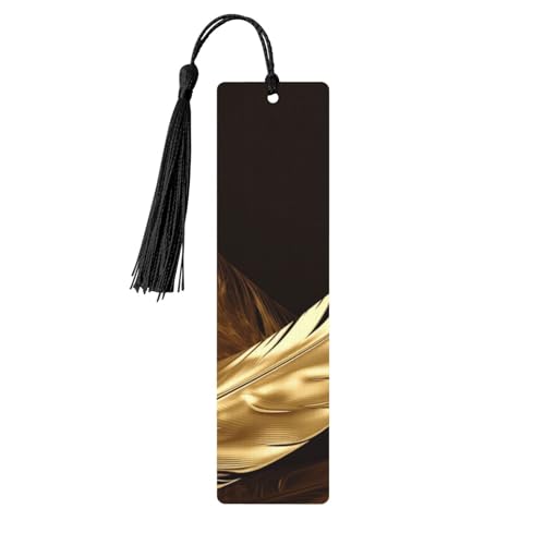 Goldene Federn Lesezeichen Ornament, Holz-Lesezeichen mit Quaste, Lesezeichen für Buchliebhaber, Seitenmarkierungen, Lesegeschenke für Frauen und Männer, handgefertigtes Holz-Lesezeichen-Etikett von BWLHJKE