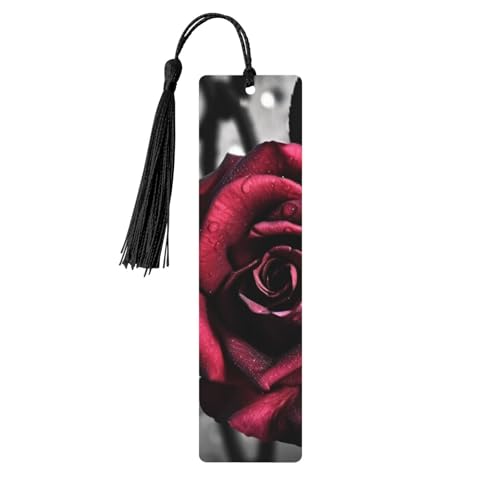 Gothic Rosen Lesezeichen Ornament, Holz-Lesezeichen mit Quaste, Lesezeichen für Buchliebhaber, Seitenmarkierungen, Lesegeschenke für Frauen und Männer, handgefertigtes Holz-Lesezeichen-Etikett von BWLHJKE