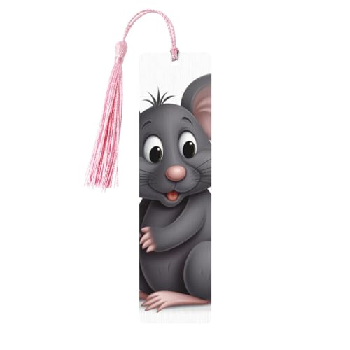 Graue Ratte Lesezeichen Ornament, Holz-Lesezeichen mit Quaste, Lesezeichen für Buchliebhaber, Seitenmarkierungen, Lesegeschenke für Frauen und Männer, handgefertigtes Holz-Lesezeichen-Etikett von BWLHJKE