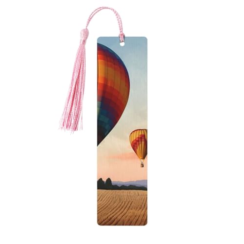 Heißluftballon-Lesezeichen Ornament, Holz-Lesezeichen mit Quaste, Lesezeichen für Buchliebhaber, Seitenmarkierungen, Lesegeschenke für Frauen und Männer, handgefertigtes Holz-Lesezeichen-Etikett von BWLHJKE
