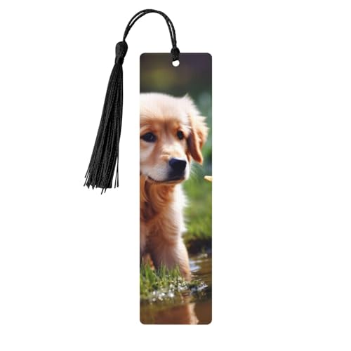 Hund und eine Ente Lesezeichen Ornament, Holz-Lesezeichen mit Quaste, Lesezeichen für Buchliebhaber, Seitenmarkierungen, Lesegeschenke für Frauen und Männer, handgefertigtes Holz-Lesezeichen-Etikett von BWLHJKE
