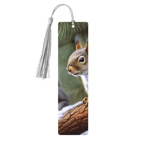 Kleines Eichhörnchen-Lesezeichen Ornament, Holz-Lesezeichen mit Quaste, Lesezeichen für Buchliebhaber, Seitenmarkierungen, Lesegeschenke für Frauen und Männer, handgefertigtes Holz-Lesezeichen-Etikett von BWLHJKE
