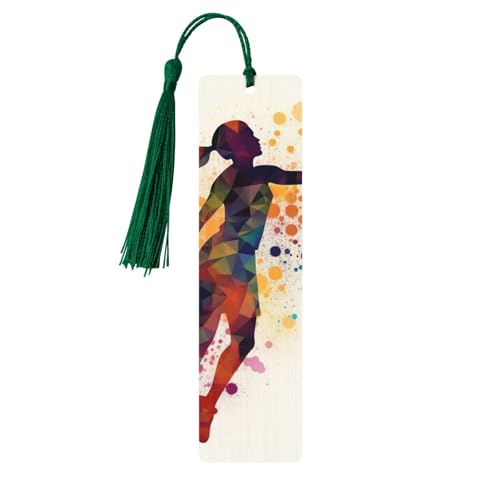 Lesezeichen mit Basketball-Mädchen-Motiv, Holz-Lesezeichen mit Quaste, Lesezeichen für Buchliebhaber, Seitenmarkierungen, Lesegeschenke für Frauen und Männer, handgefertigtes Holz-Lesezeichen-Etikett von BWLHJKE