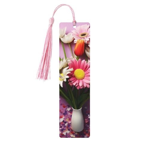 Lesezeichen mit Frischem Blumenmotiv, Holz-Lesezeichen mit Quaste, Lesezeichen für Buchliebhaber, Seitenmarkierungen, Lesegeschenke für Frauen und Männer, handgefertigtes Holz-Lesezeichen-Etikett von BWLHJKE