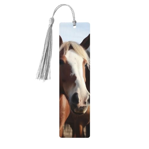 Lesezeichen mit Pferden, Tiere, Ornament, Holz-Lesezeichen mit Quaste, Lesezeichen für Buchliebhaber, Seitenmarkierungen, Lesegeschenke für Frauen und Männer, handgefertigtes Holz-Lesezeichen-Etikett von BWLHJKE