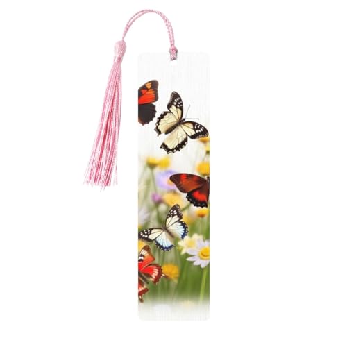 Lesezeichen mit Schmetterlings-Motiv, Holz-Lesezeichen mit Quaste, Lesezeichen für Buchliebhaber, Seitenmarkierungen, Lesegeschenke für Frauen und Männer, handgefertigtes Holz-Lesezeichen-Etikett von BWLHJKE