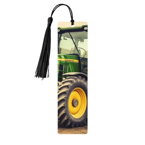 Lesezeichen mit Traktor-Motiv, Holz-Lesezeichen mit Quaste, Lesezeichen für Buchliebhaber, Seitenmarkierungen, Lesegeschenke für Frauen und Männer, handgefertigtes Holz-Lesezeichen-Etikett von BWLHJKE