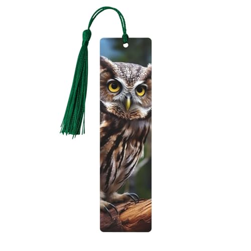 Lesezeichen mit Wildeule, Vögel, Ornament, Holz-Lesezeichen mit Quaste, Lesezeichen für Buchliebhaber, Seitenmarkierungen, Lesegeschenke für Frauen und Männer, handgefertigtes Holz-Lesezeichen-Etikett von BWLHJKE