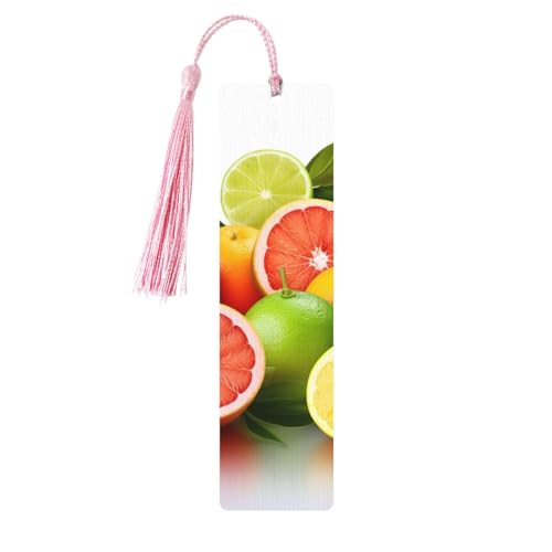Lesezeichen mit Zitrus Früchten, Ornament, Holz-Lesezeichen mit Quaste, Lesezeichen für Buchliebhaber, Seitenmarkierungen, Lesegeschenke für Frauen und Männer, handgefertigtes Holz-Lesezeichen-Etikett von BWLHJKE