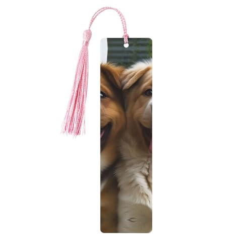 Lustige Hunde Lesezeichen Ornament, Holz-Lesezeichen mit Quaste, Lesezeichen für Buchliebhaber, Seitenmarkierungen, Lesegeschenke für Frauen und Männer, handgefertigtes Holz-Lesezeichen-Etikett von BWLHJKE