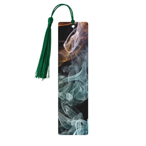 Psychedelic Smoke Lesezeichen Ornament, Holz-Lesezeichen mit Quaste, Lesezeichen für Buchliebhaber, Seitenmarkierungen, Lesegeschenke für Frauen und Männer, handgefertigtes Holz-Lesezeichen-Etikett von BWLHJKE