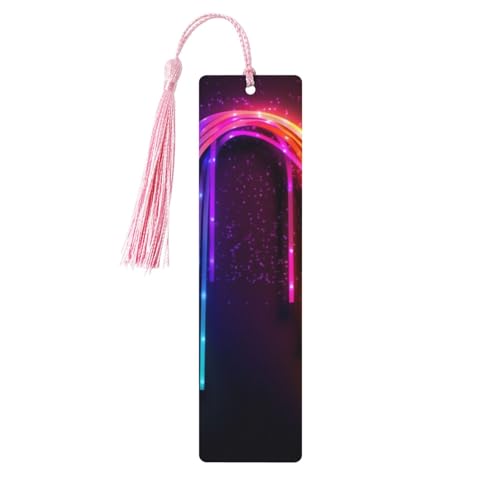 Regenbogen Neon Lesezeichen Ornament Holz Lesezeichen mit Quaste, Lesezeichen für Buchliebhaber, Seitenmarkierungen, Lesegeschenke für Frauen und Männer, handgefertigtes Holz-Lesezeichen-Etikett von BWLHJKE