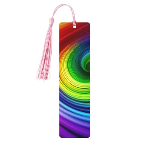 Regenbogen-Spiral-Lesezeichen Ornament, Holz-Lesezeichen mit Quaste, Lesezeichen für Buchliebhaber, Seitenmarkierungen, Lesegeschenke für Frauen und Männer, handgefertigtes Holz-Lesezeichen-Etikett von BWLHJKE