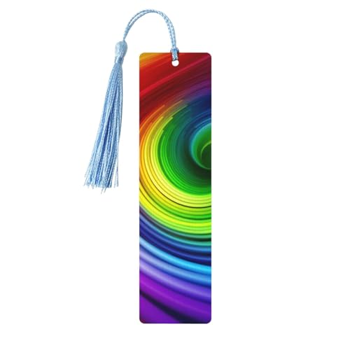 Regenbogen-Spiral-Lesezeichen Ornament, Holz-Lesezeichen mit Quaste, Lesezeichen für Buchliebhaber, Seitenmarkierungen, Lesegeschenke für Frauen und Männer, handgefertigtes Holz-Lesezeichen-Etikett von BWLHJKE