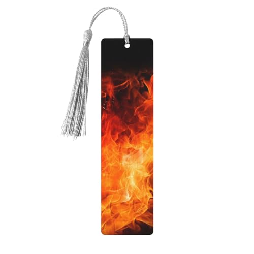 Roaring Flame Lesezeichen Ornament, Holz-Lesezeichen mit Quaste, Lesezeichen für Buchliebhaber, Seitenmarkierungen, Lesegeschenke für Frauen und Männer, handgefertigtes Holz-Lesezeichen-Etikett von BWLHJKE