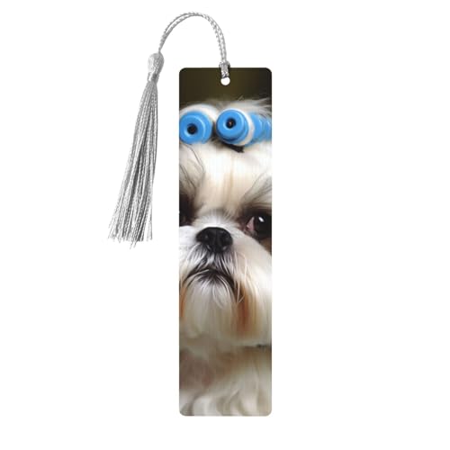 Shih Tzu Hund Lesezeichen Ornament, Holz-Lesezeichen mit Quaste, Lesezeichen für Buchliebhaber, Seitenmarkierungen, Lesegeschenke für Frauen und Männer, handgefertigtes Holz-Lesezeichen-Etikett von BWLHJKE