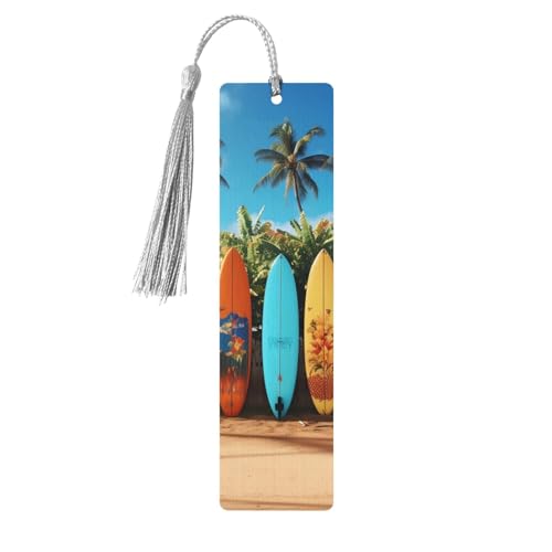 Surf's up Surfbrett-Lesezeichen Ornament, Holz-Lesezeichen mit Quaste, Lesezeichen für Buchliebhaber, Seitenmarkierungen, Lesegeschenke für Frauen und Männer, handgefertigtes Holz-Lesezeichen-Etikett von BWLHJKE