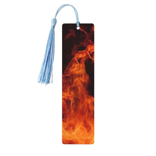 Tanzendes Feuer Lesezeichen Ornament, Holz-Lesezeichen mit Quaste, Lesezeichen für Buchliebhaber, Seitenmarkierungen, Lesegeschenke für Frauen und Männer, handgefertigtes Holz-Lesezeichen-Etikett von BWLHJKE
