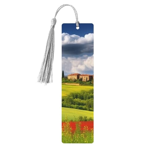 Tuscany Spring Lesezeichen Ornament, Holz Lesezeichen mit Quaste, Lesezeichen für Buchliebhaber, Seitenmarkierungen, Lesegeschenke für Frauen und Männer, handgefertigtes Holz-Lesezeichen-Etikett von BWLHJKE