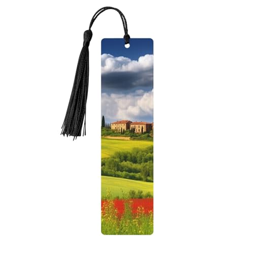 Tuscany Spring Lesezeichen Ornament, Holz Lesezeichen mit Quaste, Lesezeichen für Buchliebhaber, Seitenmarkierungen, Lesegeschenke für Frauen und Männer, handgefertigtes Holz-Lesezeichen-Etikett von BWLHJKE