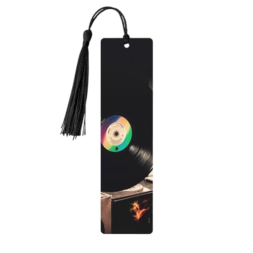 Vinyl-Schallplatten-Lesezeichen Ornament, Holz-Lesezeichen mit Quaste, Lesezeichen für Buchliebhaber, Seitenmarkierungen, Lesegeschenke für Frauen und Männer, handgefertigtes Holz-Lesezeichen-Etikett von BWLHJKE