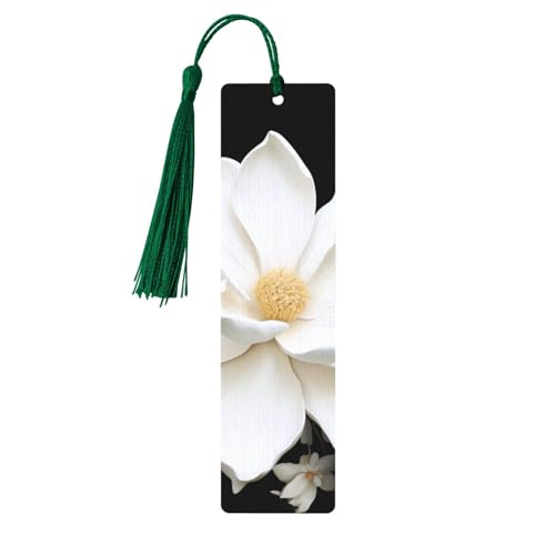 Weißes florales Lesezeichen-Ornament, Holz-Lesezeichen mit Quaste, Lesezeichen für Buchliebhaber, Seitenmarkierungen, Lesegeschenke für Frauen und Männer, handgefertigtes Holz-Lesezeichen-Etikett von BWLHJKE