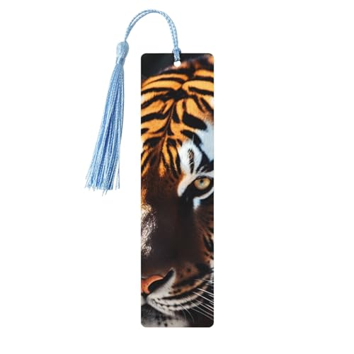 Wildtier-Tiger-Lesezeichen Ornament, Holz-Lesezeichen mit Quaste, Lesezeichen für Buchliebhaber, Seitenmarkierungen, Lesegeschenke für Frauen und Männer, handgefertigtes Holz-Lesezeichen-Etikett von BWLHJKE