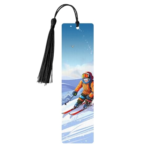 Winter Skifahren Lesezeichen Ornament, Holz-Lesezeichen mit Quaste, Lesezeichen für Buchliebhaber, Seitenmarkierungen, Lesegeschenke für Frauen und Männer, handgefertigtes Holz-Lesezeichen-Etikett Winter Skifahren Lesezeichen Ornament, Holz-Lesezeichen mit Quaste, Lesezeichen für Buchliebhaber, Seitenmarkierungen, Lesegeschenke für Frauen und Männer, handgefertigtes Holz-Lesezeichen-Etikett von BWLHJKE