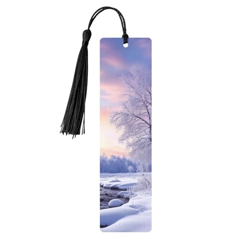 Winterlandschaft Lesezeichen Ornament, Holz-Lesezeichen mit Quaste, Lesezeichen für Buchliebhaber, Seitenmarkierungen, Lesegeschenke für Frauen und Männer, handgefertigtes Holz-Lesezeichen-Etikett von BWLHJKE