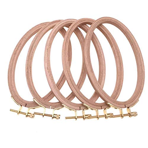 BWRMHME 15,2 x 10,2 cm Kreuzstich Holz Oval Stickrahmen Quilting Hoop Ellipse Craft Tool - 16 x 10 cm (5 Stück/Packung) von BWRMHME