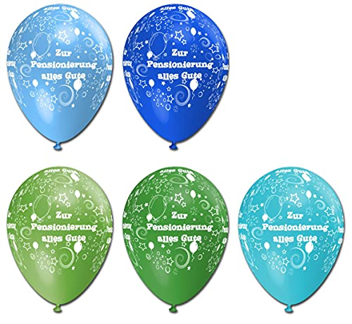 10 Luftballons Zur Pensionierung alles Gute, Blau/Grün-Töne, ca. 30 cm von BWS - Verkauf durch luftballonwelt
