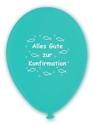 10 Luftballons Alles Gute zur Konfirmation, TÜRKIS, ca. 30 cm Durchmesser von BWS - Verkauf durch luftballonwelt