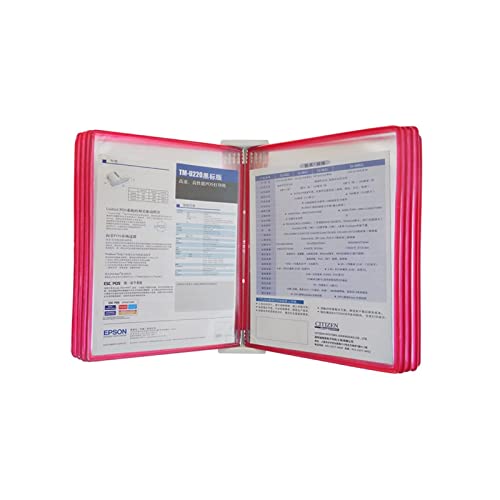 BWUHDKS An der Wand montiertes Referenzsystem, An der Wand montiertes Referenzsystem, 10 doppelseitige Flip-Display-Ordner, Ordnerbinder, Desktop- und Wanddisplay, zur Anzeige von A4-Dokumenten(Red) von BWUHDKS