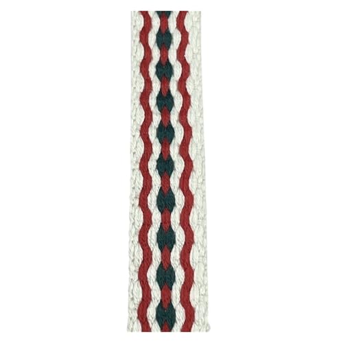 BWUHDKS Jacquard-Bandbesatz, Jacquard-Band, 20 mm, gewebtes Polyester-Gurtband for DIY-Kleidungstaschen, Haustierhalsbänder, mehrfarbig (rot)(White) von BWUHDKS