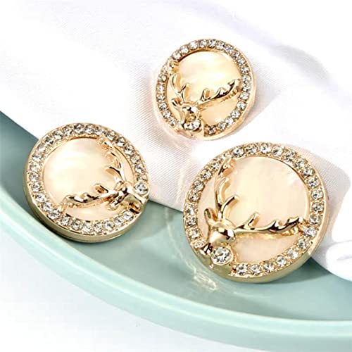 Crystals10 Stück Wunderschöne Opal-Kleidungsknöpfe, Weihnachts-Elch-Design, goldene Strassknöpfe, luxuriöse Mantelknöpfe for Damen (18 mm)(25mm) von BWUHDKS