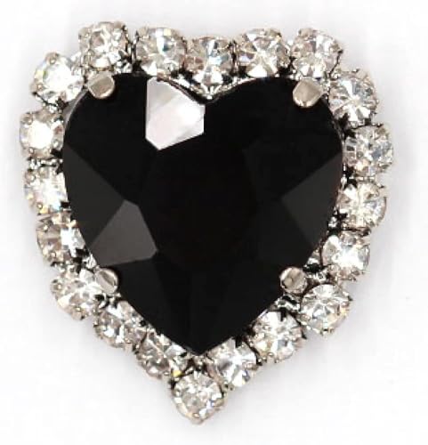 Crystals50 Stück herzförmige Glas-Strasssteine ​​mit Kralle for Aufnähen auf Kristallsteinen, Metallbasis, Schnalle for Kleidung, Strass-Diamant-Strasssteine ​​(rot, 18 mm)(Black,18mm) von BWUHDKS