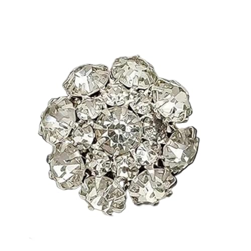 CrystalsButtons, Knöpfe for Basteln, Nähknöpfe, 5 Stück 21 mm Blumen-Nähknöpfe aus Metall mit Strass-Knöpfen for Kleidung in Silbermetall for Aufnähen auf DIY-Besatz, Druckknopf CrystalsButtons, Knöpfe for Basteln, Nähknöpfe, 5 Stück 21 mm Blumen-Nähknöpfe aus Metall mit Strass-Knöpfen for Kleidung in Silbermetall for Aufnähen auf DIY-Besatz, Druckknopf von BWUHDKS