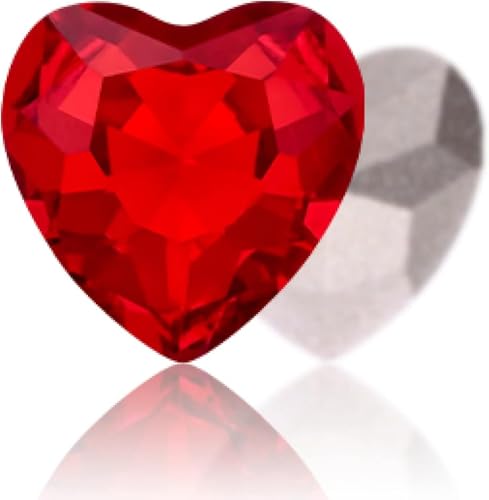 CrystalsHeart Strass-Schmuck, Edelsteine, plattiert, K9-Glaskristall, Saphirstein, Nagelkunst-Aufkleber, Strass-Herzanhänger (rot, 10 mm, 20 Stück)(Red,12mm 20PCS) von BWUHDKS