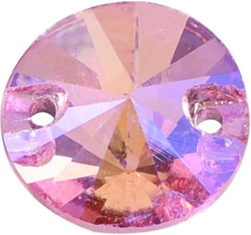 CrystalsRound Rivoli Bester Glaskristall AB for Aufnähen von Strasssteinen in vielen Farben, flache Rückseite, Glasstein for Aufnähen von Strasssteinen for Hochzeitskleider (Jet Ab)(Light Pink Ab) von BWUHDKS